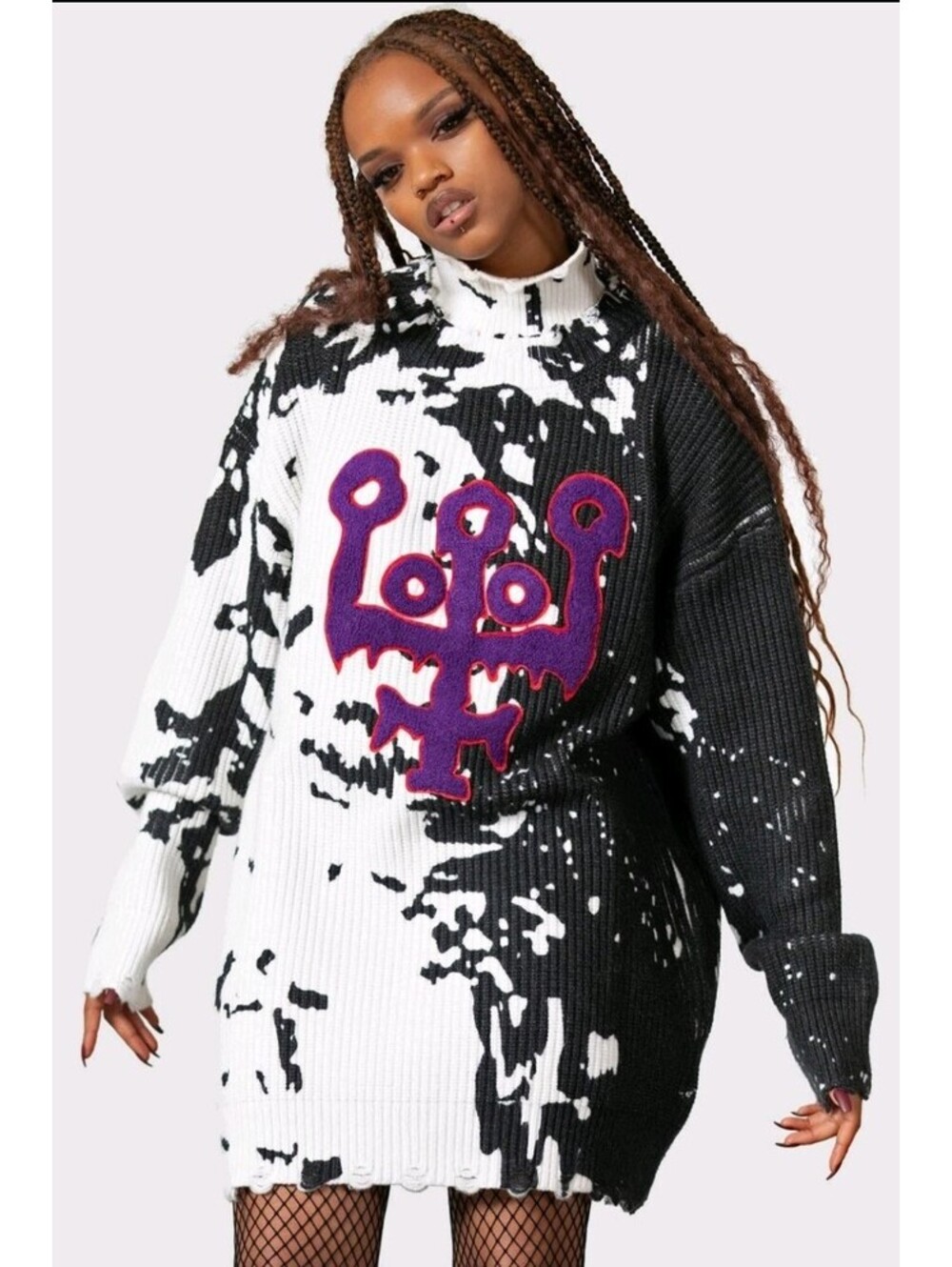 Killstar Slime Time Distressed Knit Sweater Dress Unisex Women's Mens Sz 4XL NEW